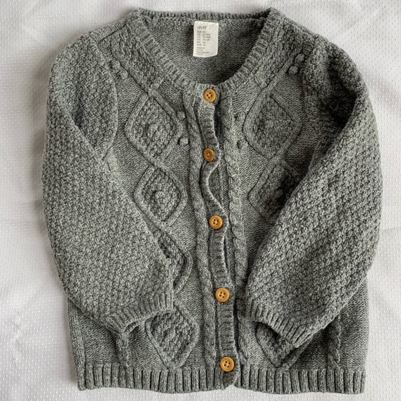 ✨SOLD✨ H&M Baby Gray Textured Knit Cardigan - Picture 6 of 6